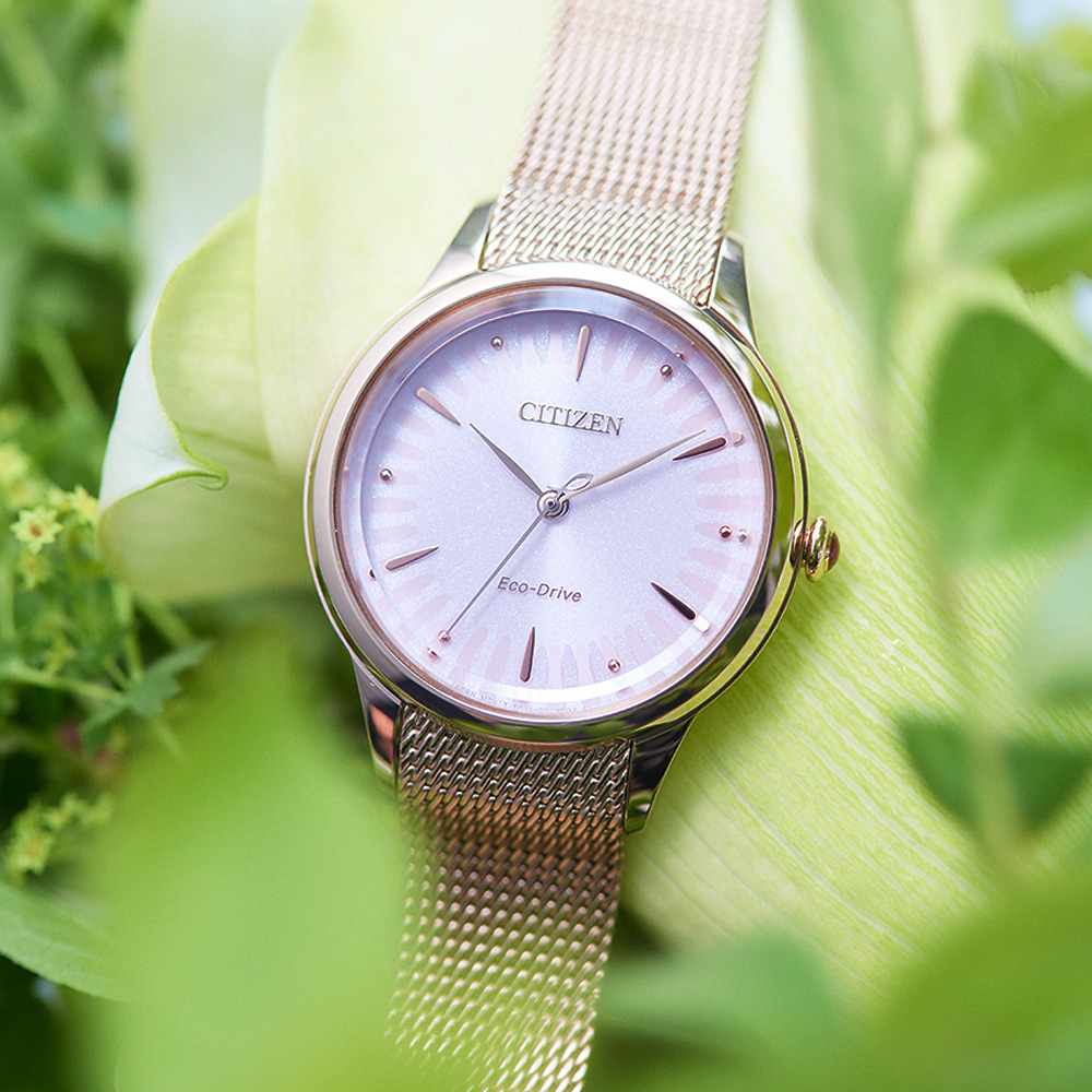 CITIZEN 星辰 L系列 非洲菊 光動能氣質大三針米蘭帶女錶 EM0818-82X, , large