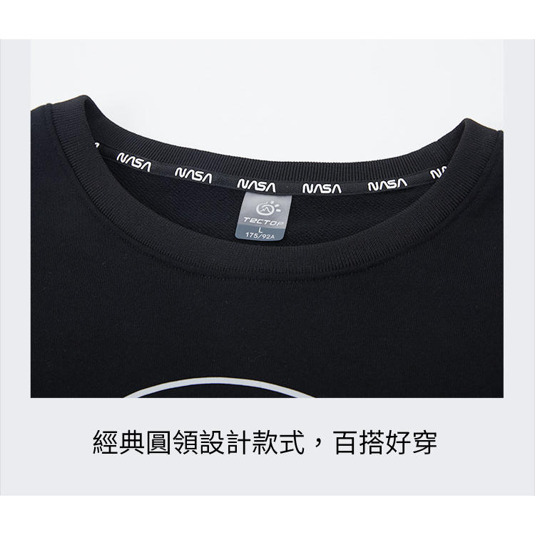 TECTOP 探拓戶外 TECTOPxNASA 圓領長袖大學T恤AHB612721(原版授權 經典設計 百搭好穿), , large