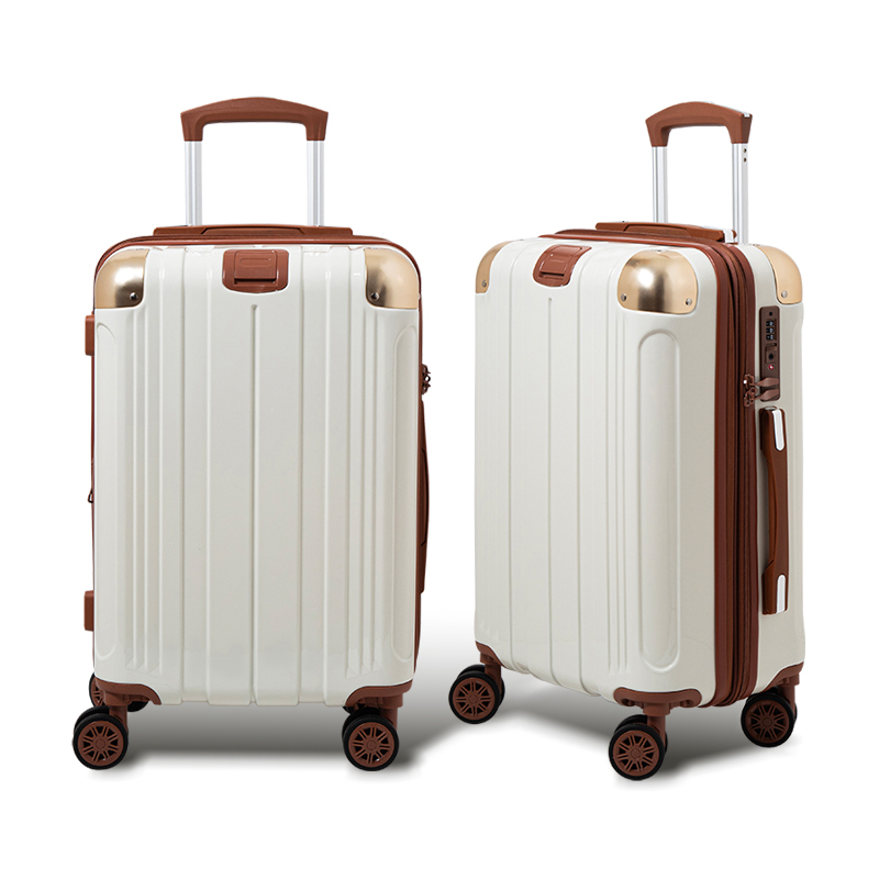 【Alldma鷗德馬】29吋亮面紋拉鏈行李箱M5-咖啡拿鐵(贈保護套C2+B2棋盤束帶+多功能海關鎖)