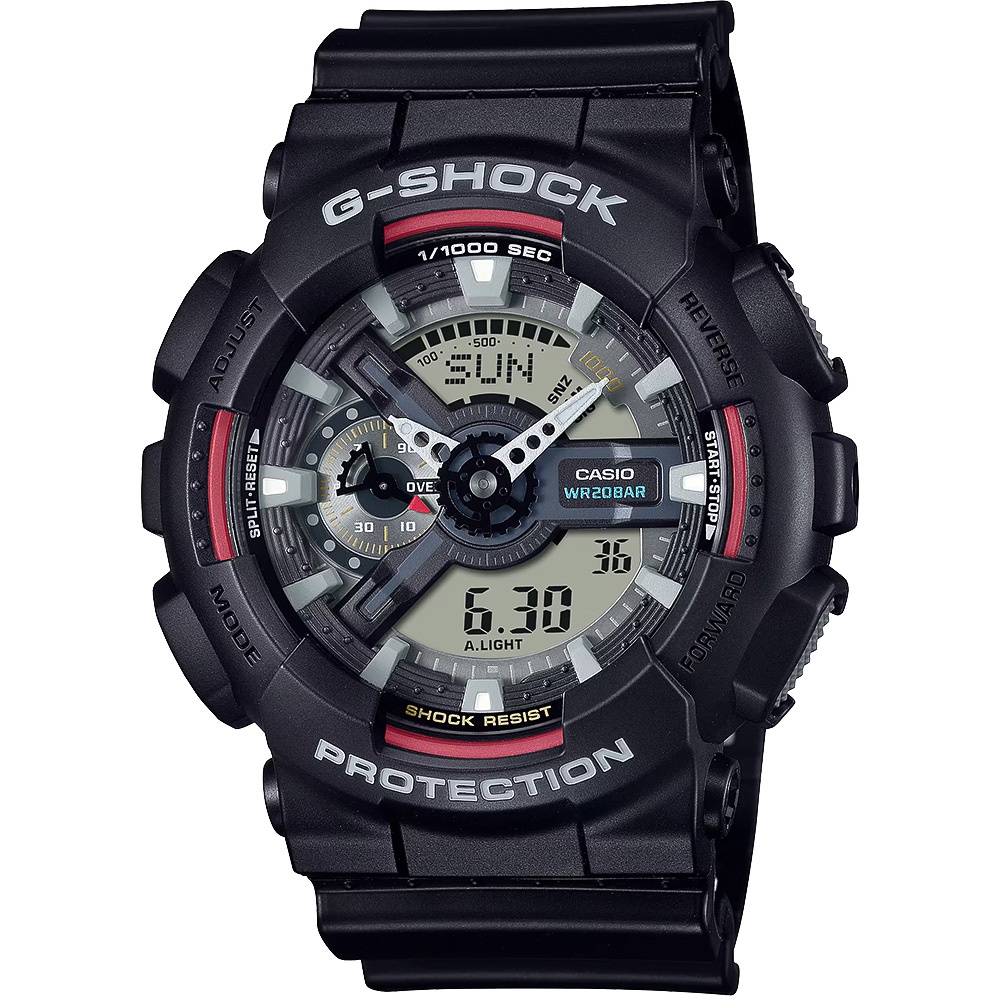 CASIO 卡西歐 G-SHOCK 經典配色雙顯手錶 GA-110RL-1A