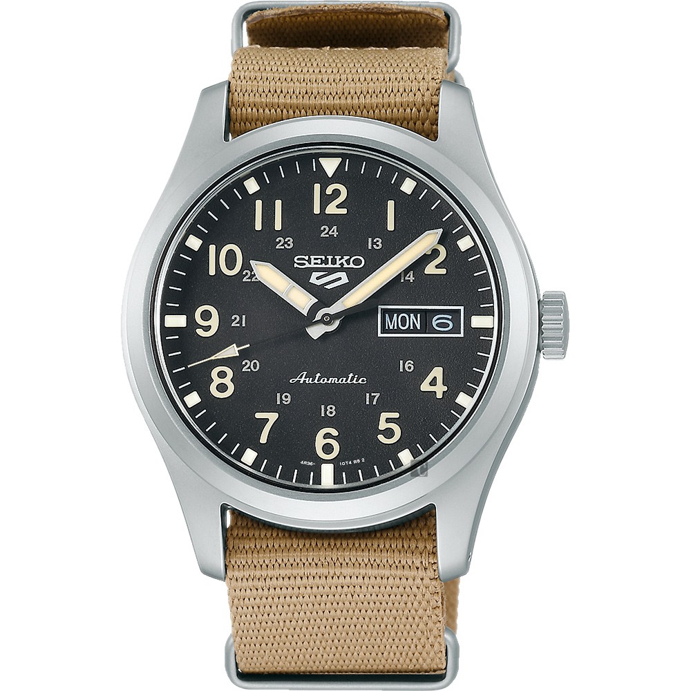 SEIKO 精工 5Sports 廣告款 帆布帶機械錶-39.4mm 4R36-10A0U/SRPG35K1, , large