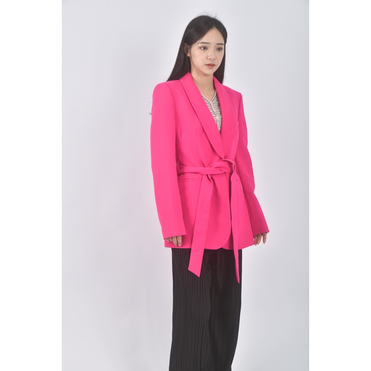 (S) zara西裝質感粉色綁帶外套二手衣, , large