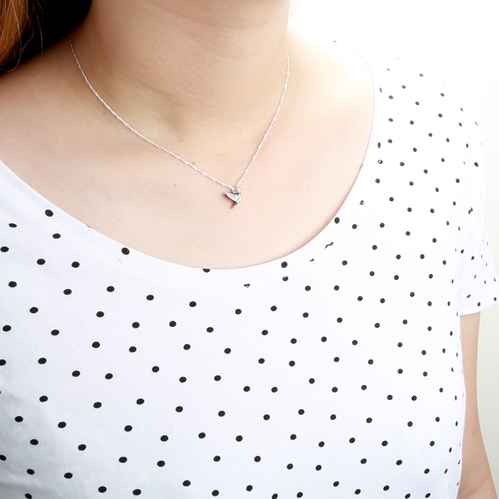 【Angel & Me】Love Hummingbird s925 sterling silver necklace Valentine Day gift, , large