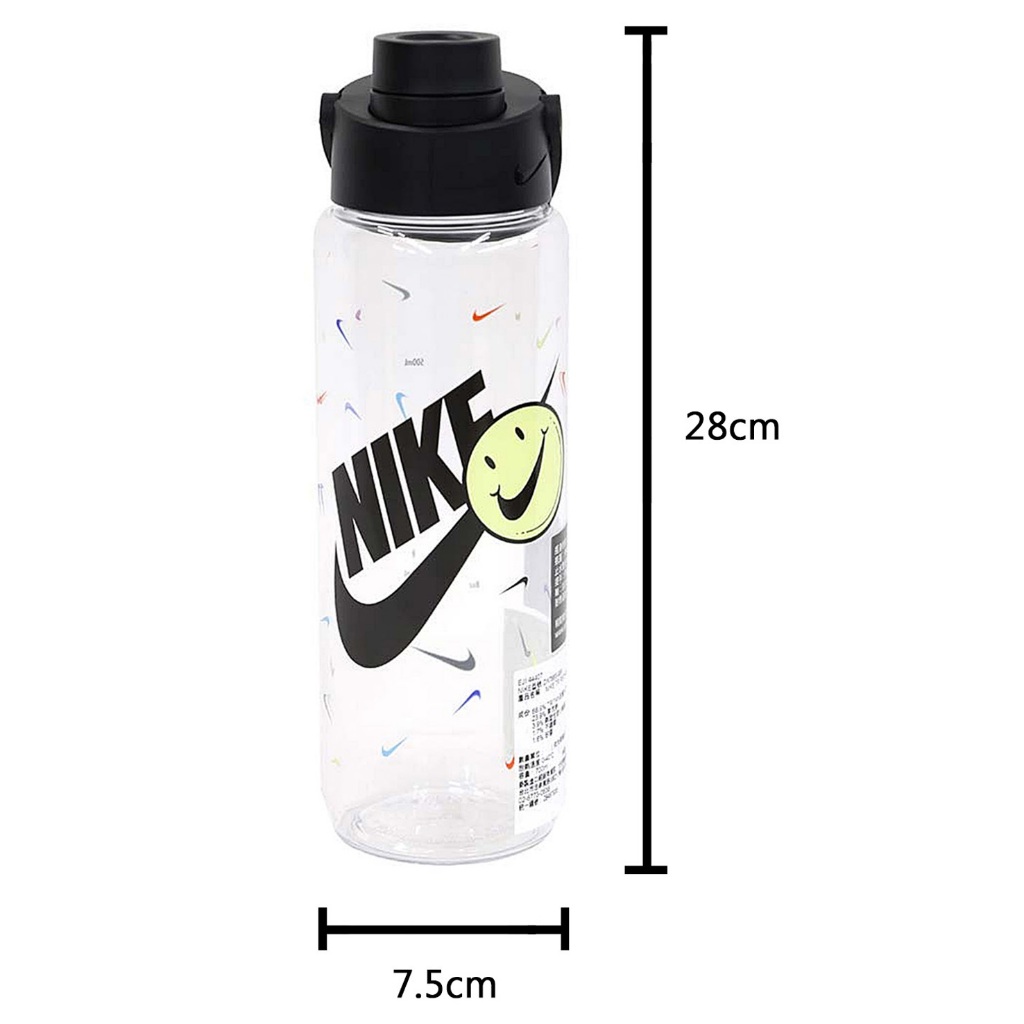 NIKE TR RECHARGE 大口徑水壺 24OZ/709ML 運動水壺 隨身杯 水瓶 可機洗 防漏 耐熱 透明黑彩, , large