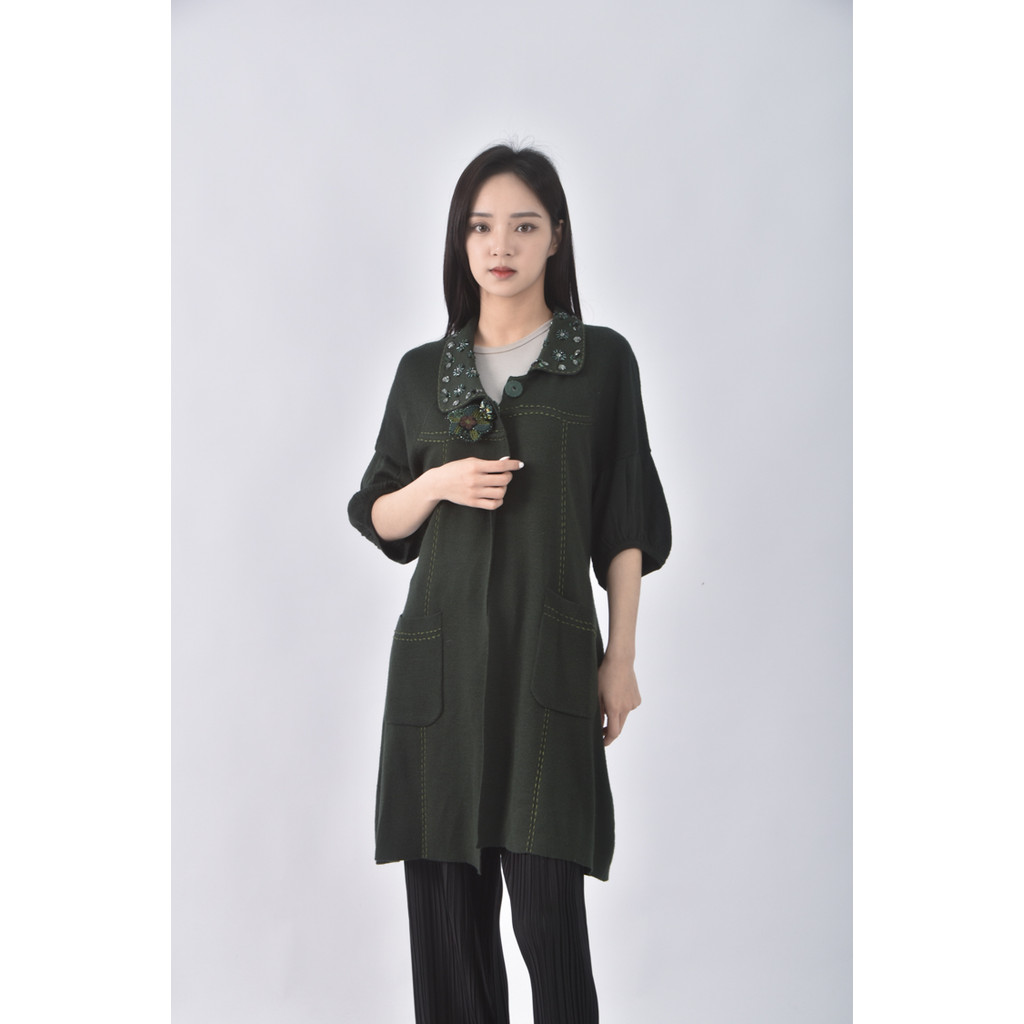 (L) i vicki羊毛素面綠色外套二手衣