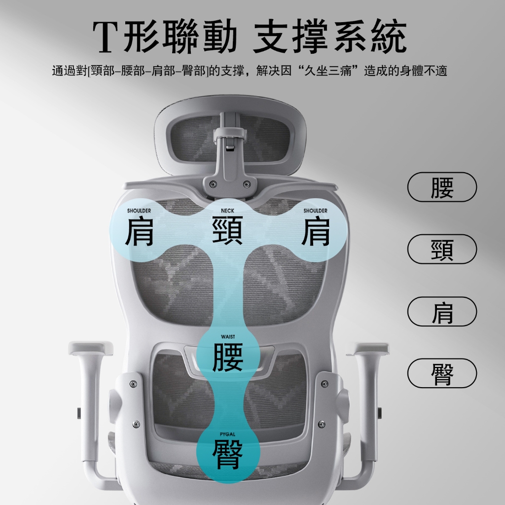 [C&D]舒壓艙人體工學椅-質感灰, , large