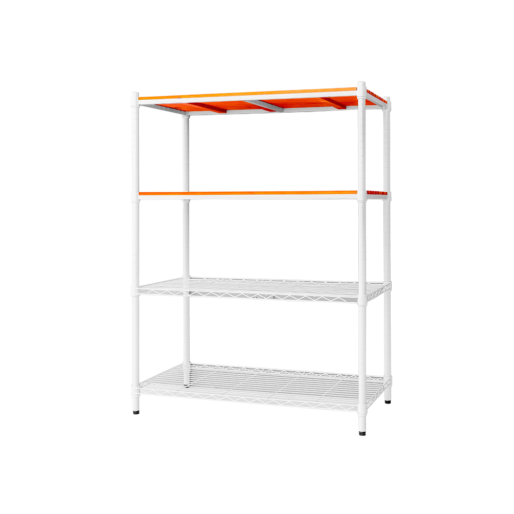 【Y HOUSE】90x45x120cm pine four-layer storage rack rack iron rack - painted white teak, , large
