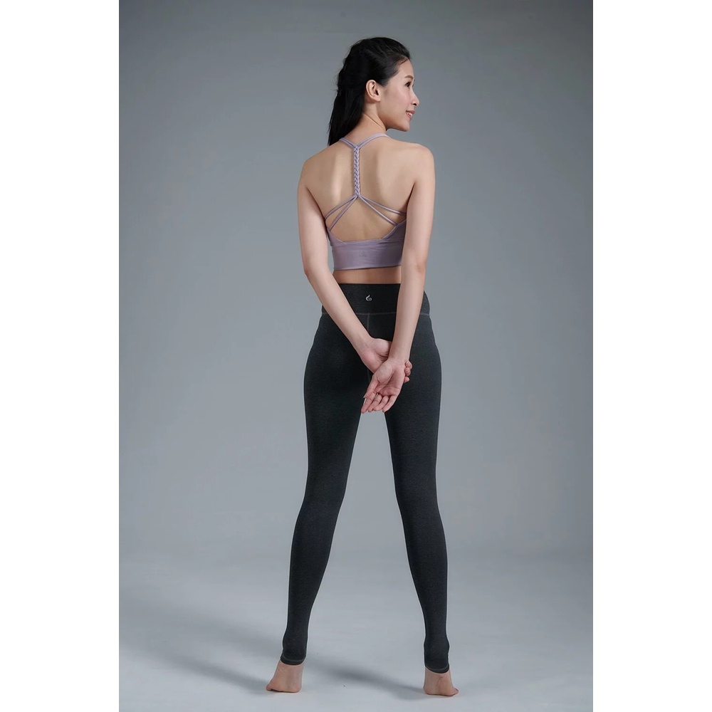 YOGA FLOW Lala Pants - 長版修身踩腳褲 - 深灰紋 Dark Crey, , large
