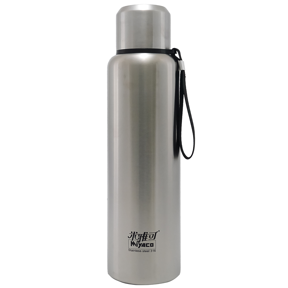米雅可Koruto 316不鏽鋼真空全鋼保溫瓶-附背帶-1.6L-霧面不鏽鋼色-1入, , large