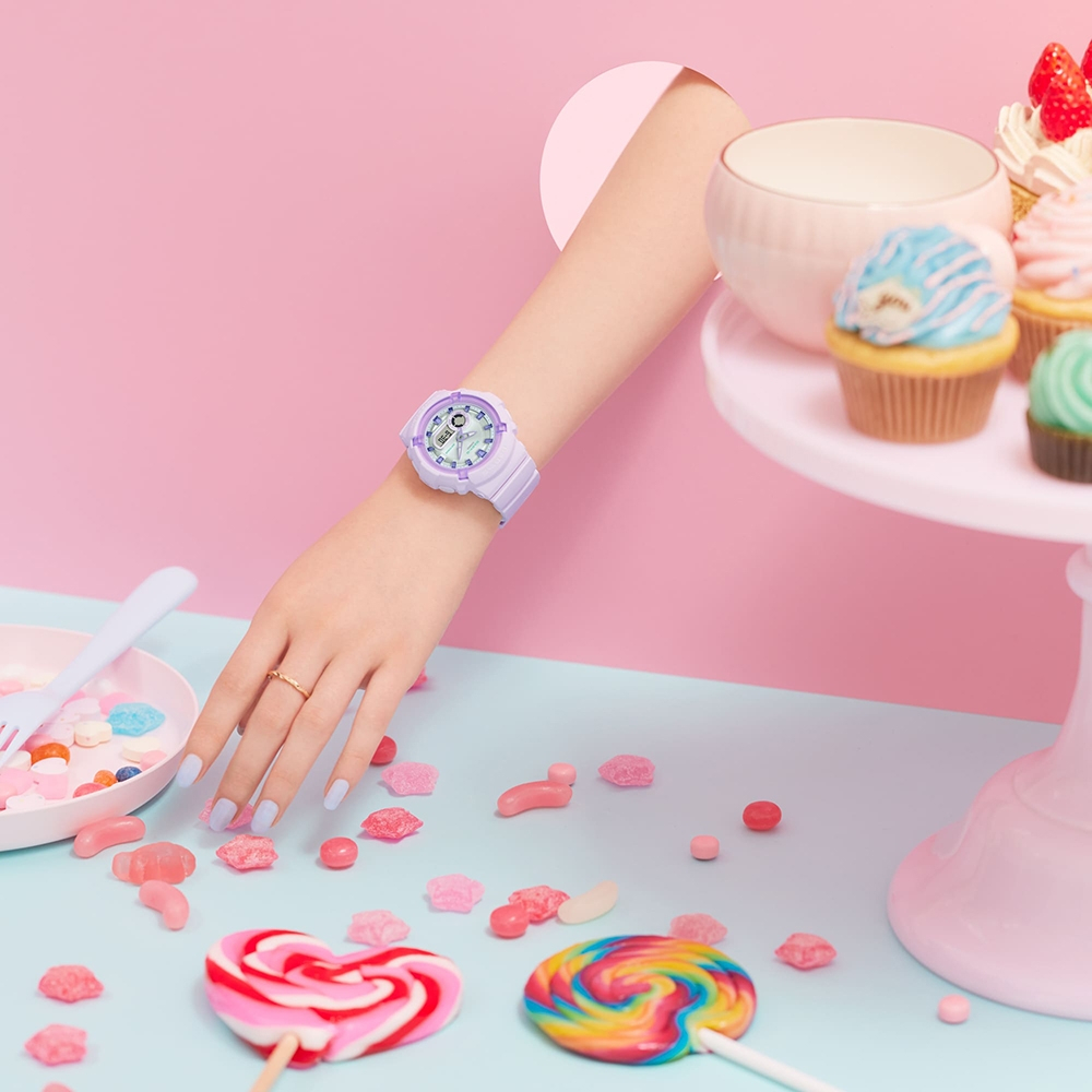 CASIO 卡西歐 BABY-G 葡萄糖果雙顯手錶 BGA-280SW-6A, , large