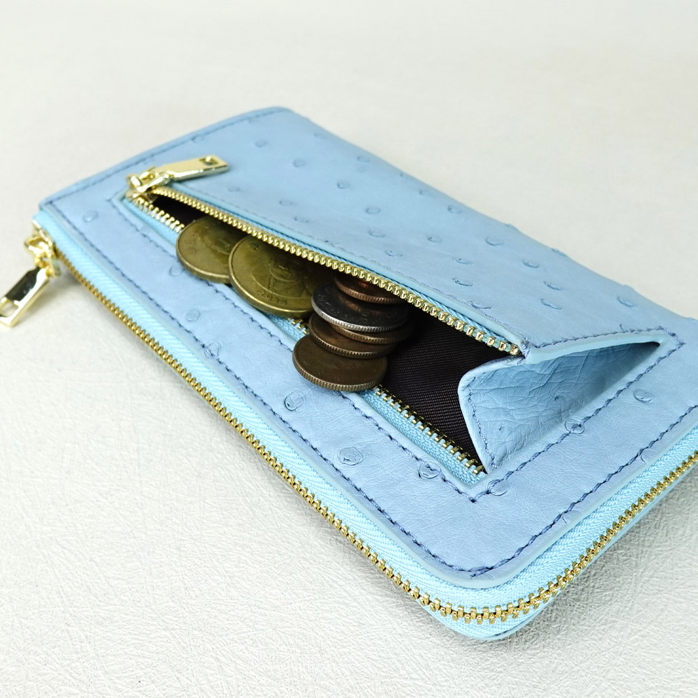 【M2nd】 Ostrich Slim Zip Wallet, , large
