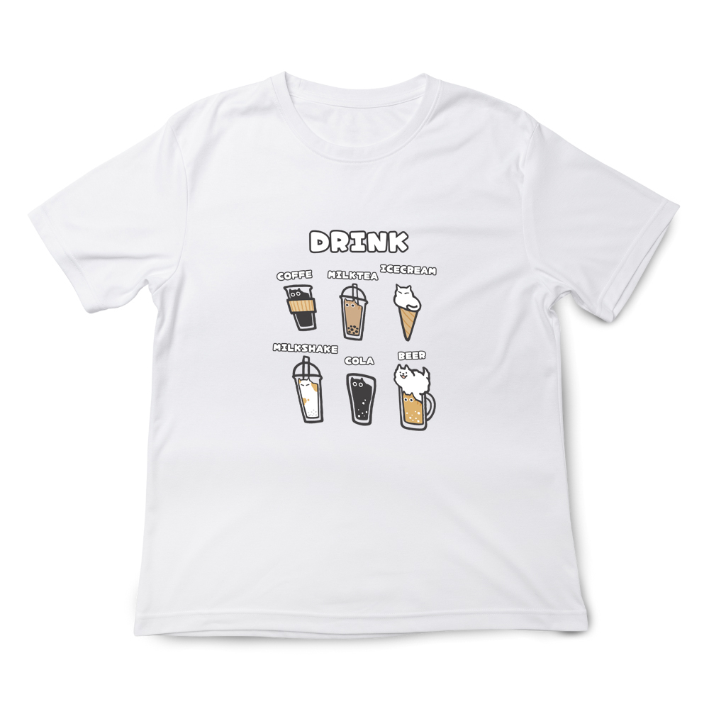 JZ TEE 萌寵飲品 印花短袖T恤, , large