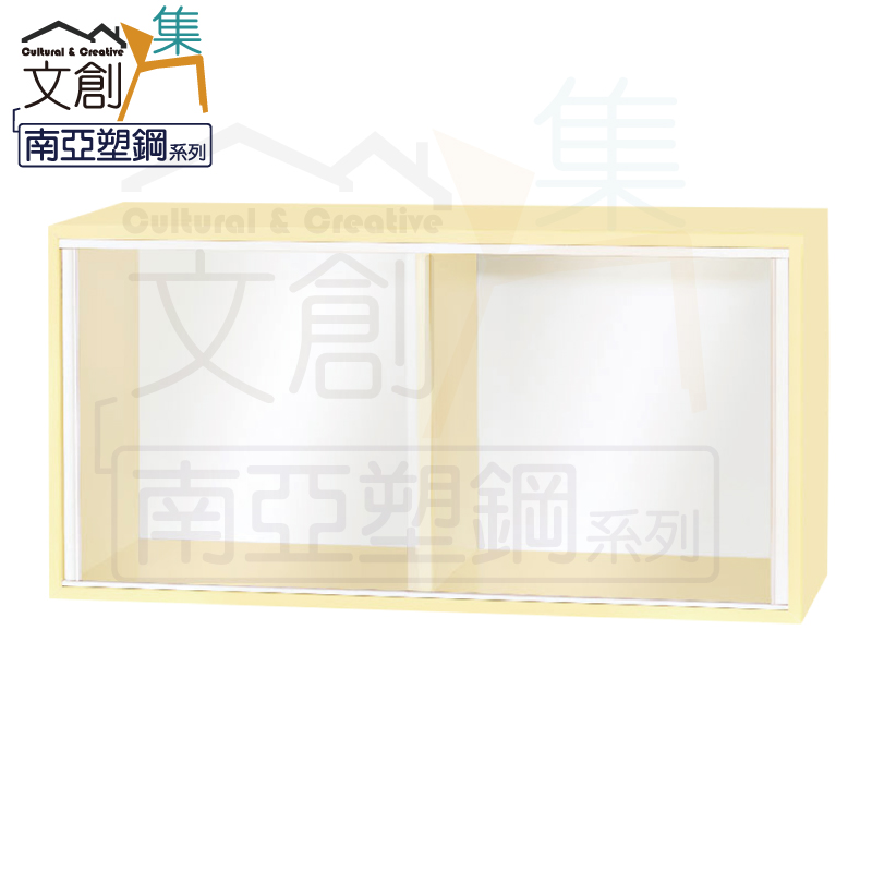 【文創集】歷克 環保2.7尺南亞塑鋼玻璃推門二格置物櫃/收納櫃(客約商品), , large