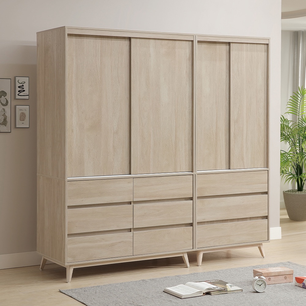 【唯熙傢俱】曼蒂橡木色6.7尺滑門衣櫃, , large