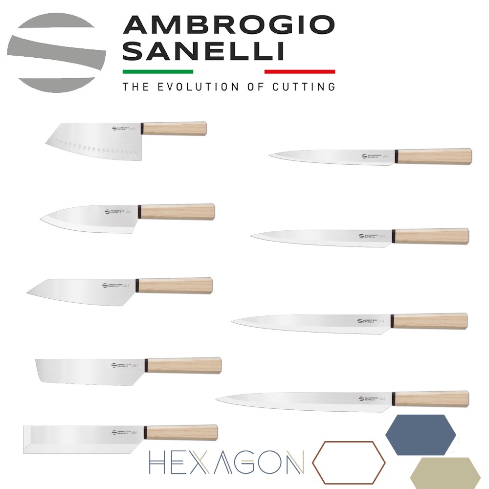 蓋瑞廚物【義大利SANELLI 新上市 HEXAGON 木柄日本刀 台灣菜刀】魚刀 出刃 生魚片刀 柳刃 刺身刀, , large