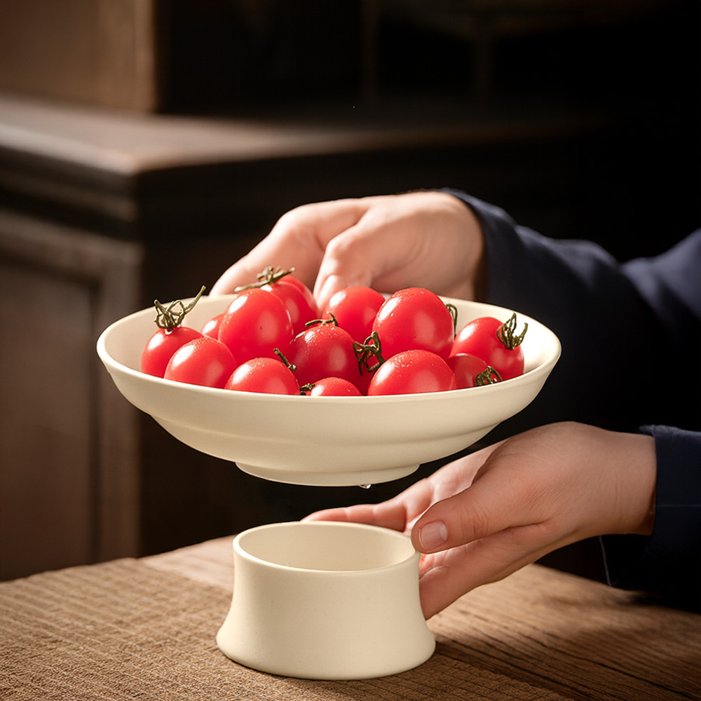 【上手家居】小號雅素瀝水陶瓷水果盤(盤子/點心盤/陶瓷盤/高腳盤), , large