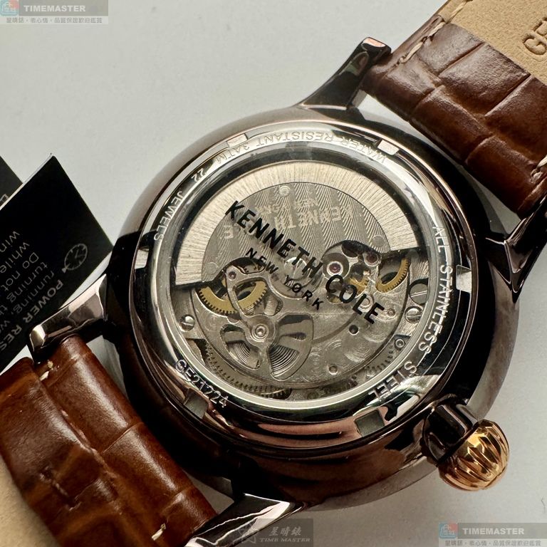 [星晴錶業]Kenneth Cole手錶,44mm,KCWGE2122404古銅色錶面玫瑰金錶殼咖啡色真皮皮革錶帶款, , large