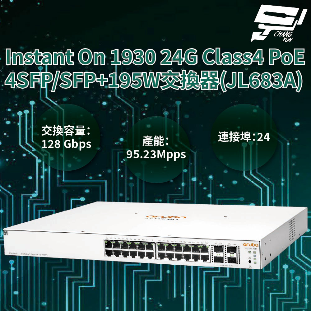 昌運監視器Aruba HPE Instant On 1930 24G Class4 PoE 交換器(JL683A), , large