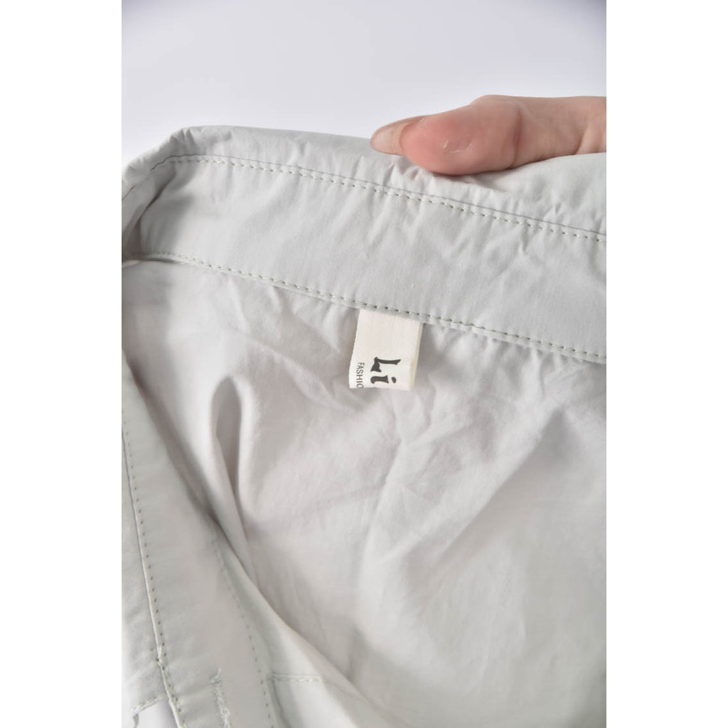 (F) 【粿粿私服】lin修身短版灰綠色短袖上衣二手衣, , large