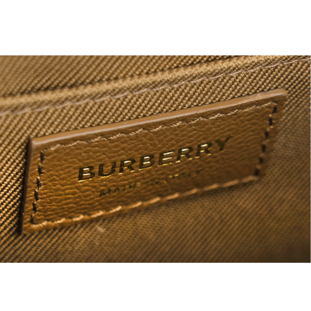 BURBERRY Hampshire 新款格紋帆布拼皮革手拿包/斜背包/土棕色, , large