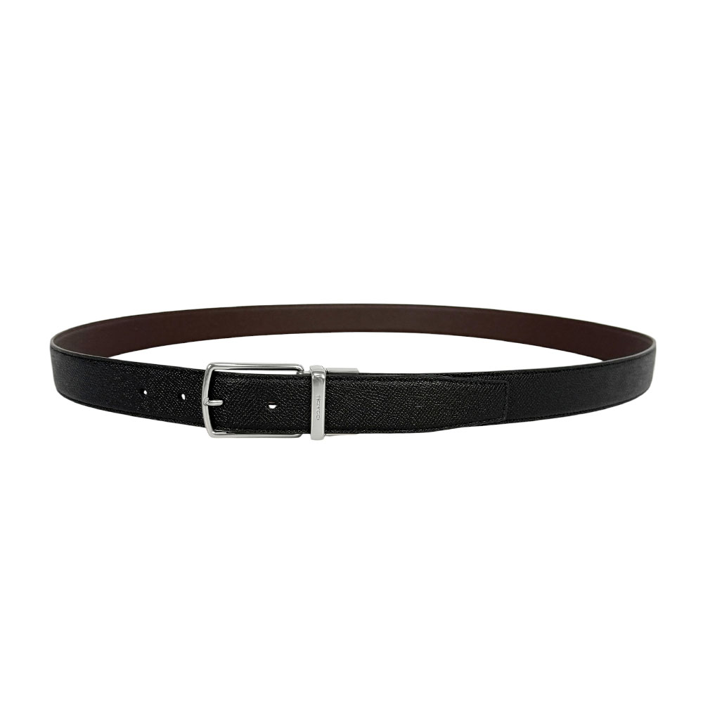 COACH 素面防刮皮革寬3cm雙面可用皮帶/黑色/深棕色, , large