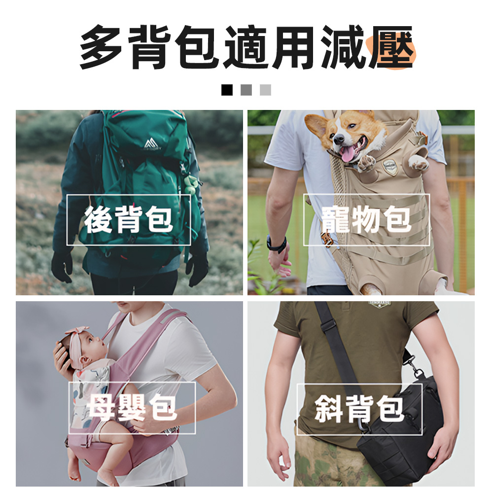 【上手家居】加厚書包減壓背帶 黑色(減壓肩墊/背包背帶/肩背帶/肩墊/護肩墊/氣墊肩帶/減壓後背包), , large