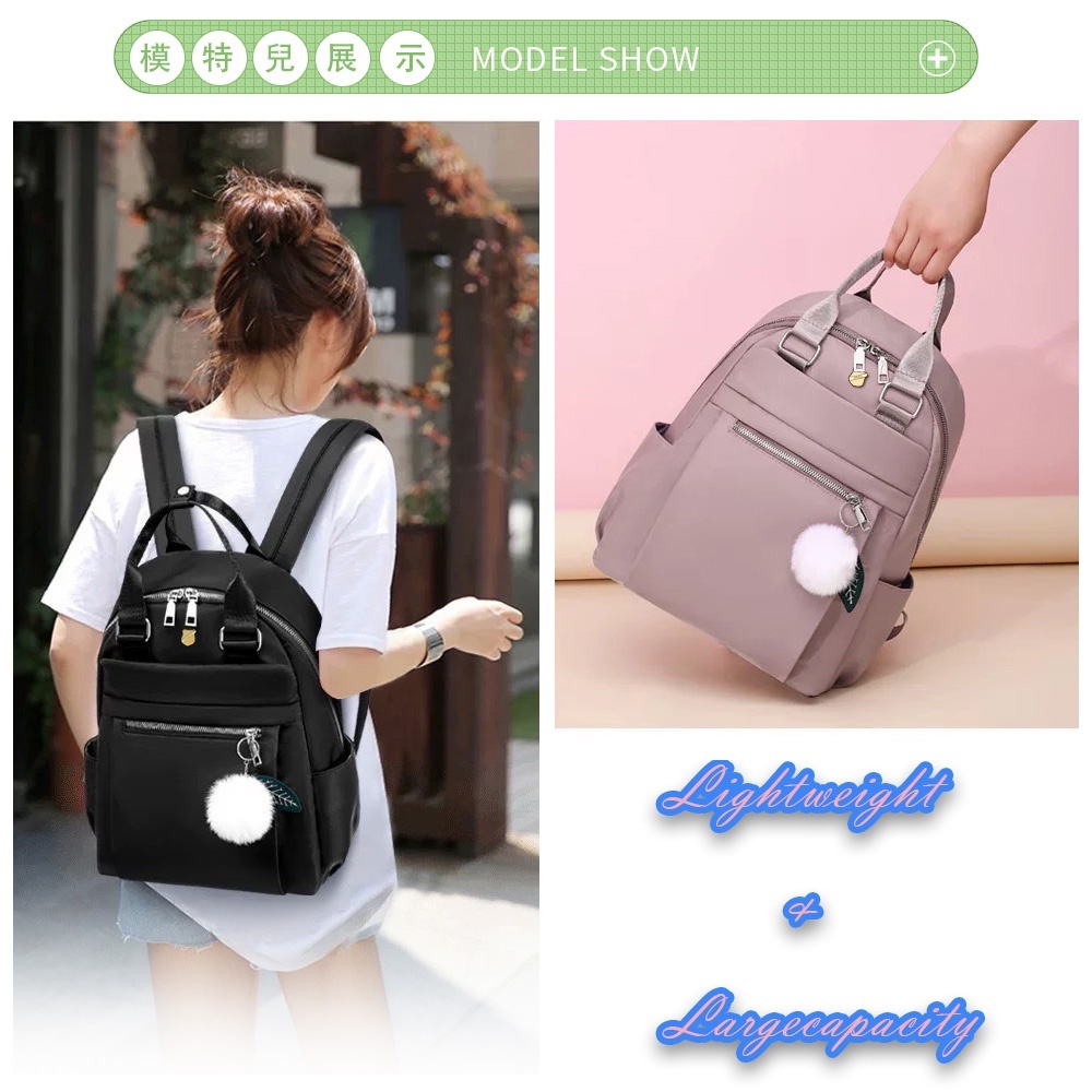 SPRING-尼龍後背包輕量多隔層大容量手提包後背包-多色, , large