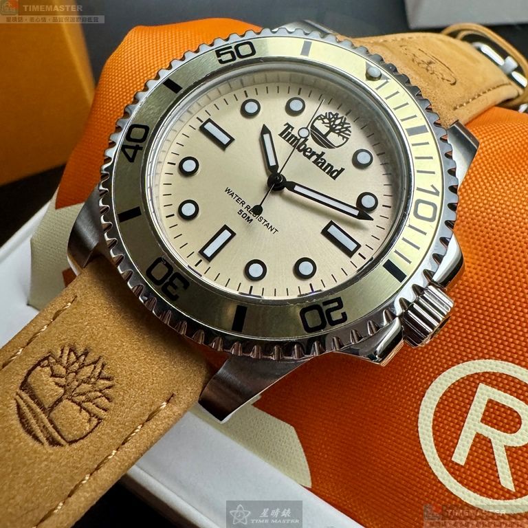 [星晴錶業]新品牌手錶,40mm,TL57198米白色錶面銅金色錶殼咖啡色真皮皮革錶帶款, , large