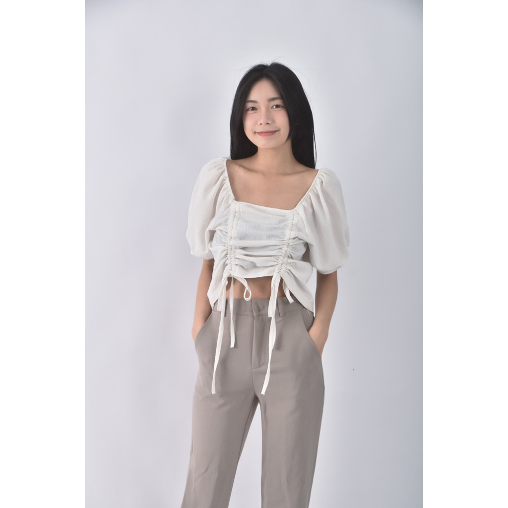 (S) miffy studio方領白色短袖上衣二手衣, , large