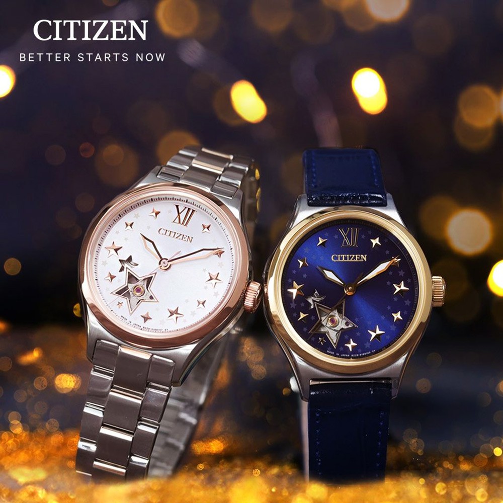 CITIZEN 星辰 星形鏤空機械女錶-34mm PC1009-78B, , large