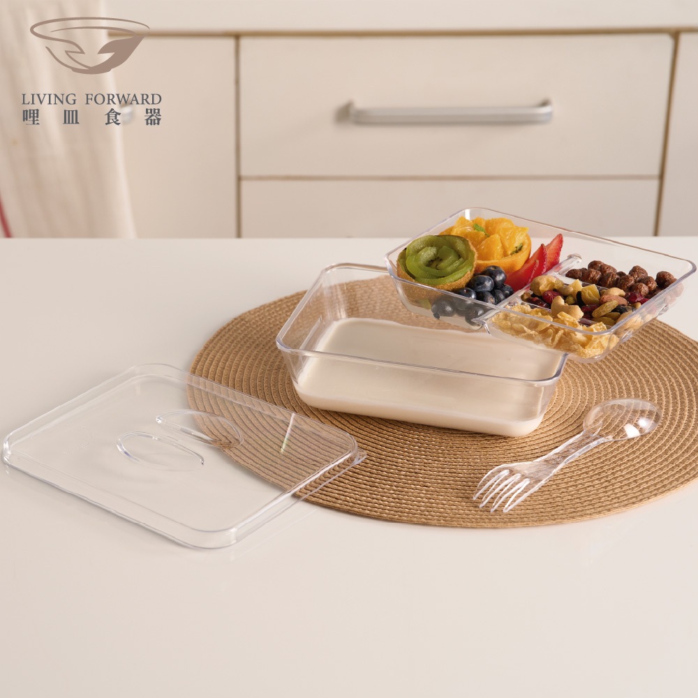 【哩皿食器】台灣製  食品級Tritan  三合一餐盒, , large