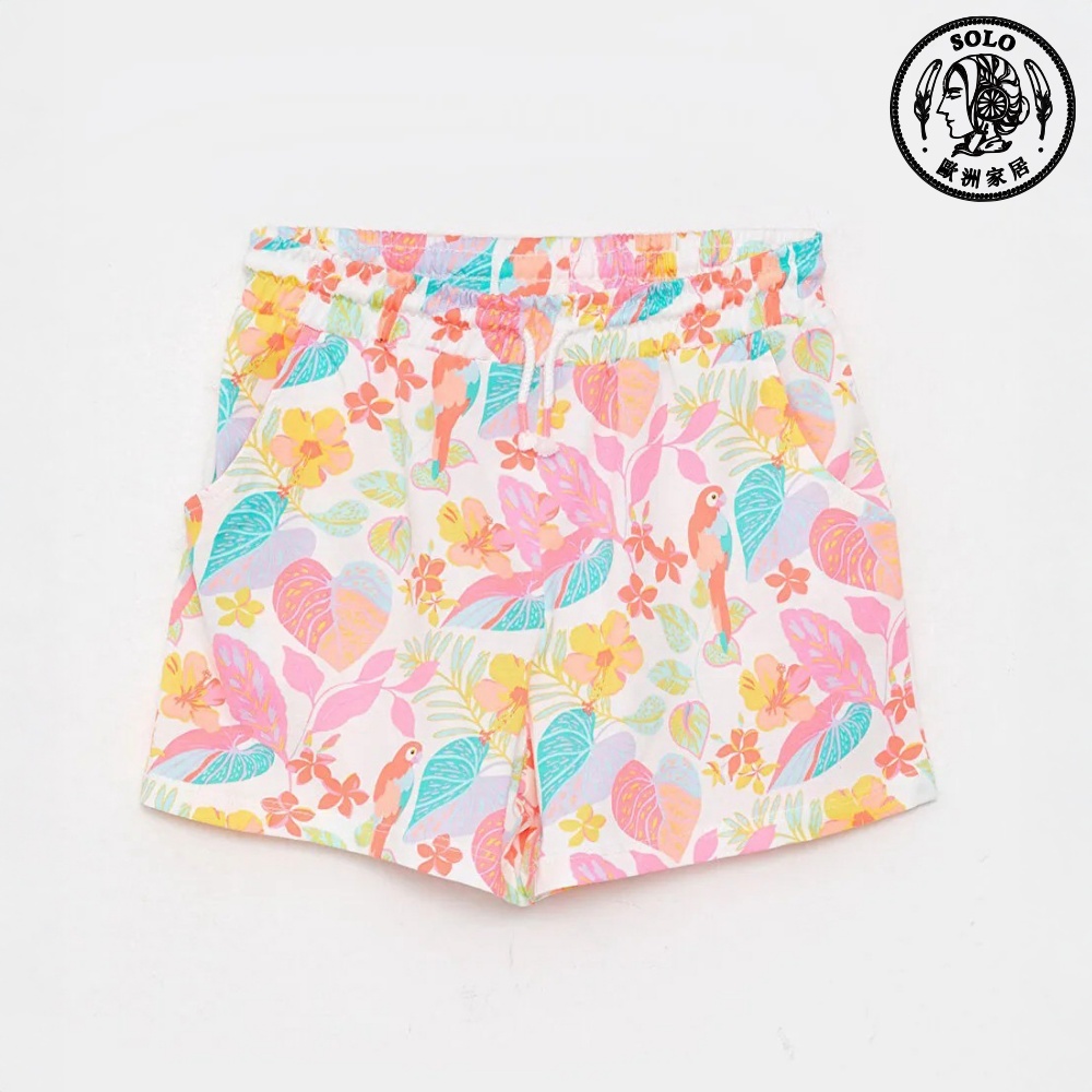 【SOLO Vintage】LCW Girls Tropical Beach Shorts Made in Turkey 3-4y, , large