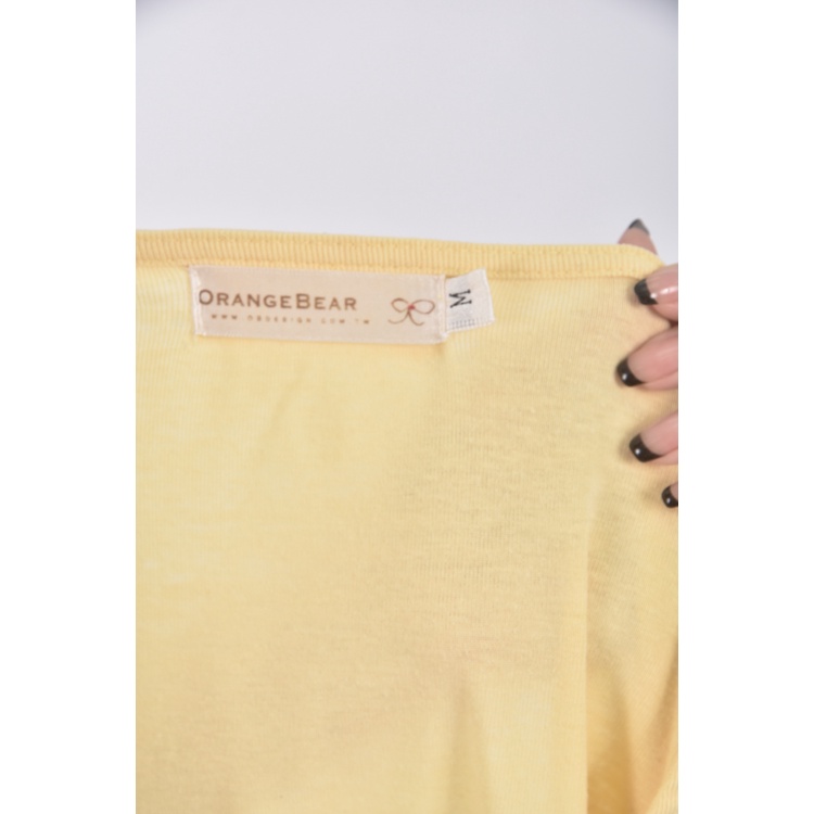 (S) orangebear棉質黃色短袖上衣二手衣, , large