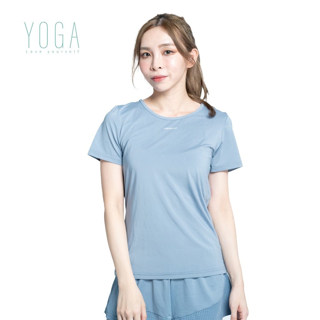 【AREX YOGA】 AS-7410瑜珈服 瑜珈短袖 女上衣 挖背上衣 冰絲衣 涼感衣 吸排衣 短袖上衣 女短袖, , large