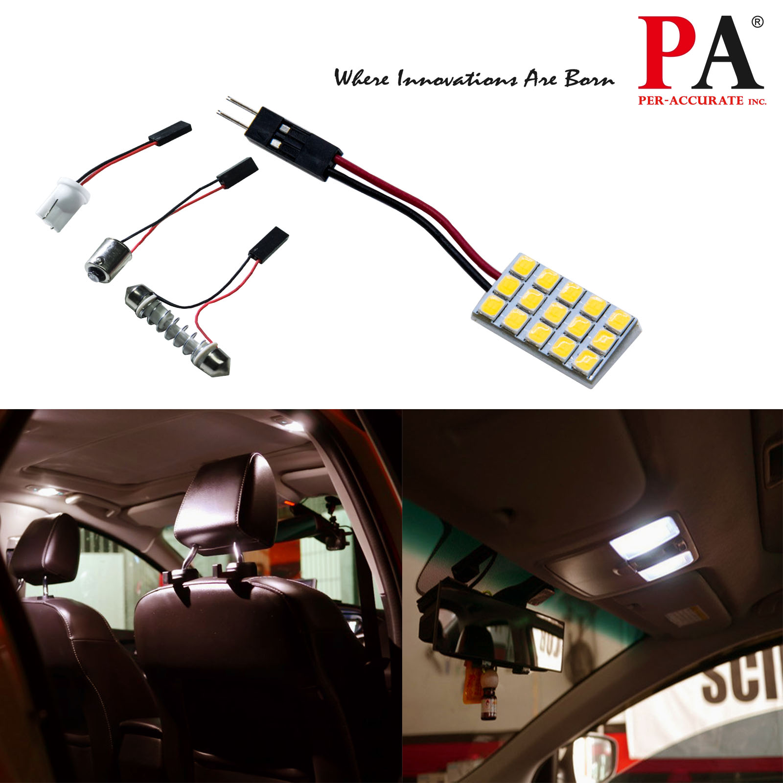 [PA LED] Festoon T10 BA9S 15SMD 2835 LED  Panel Interior Light Reading Light Trunk Light Warm White , , large