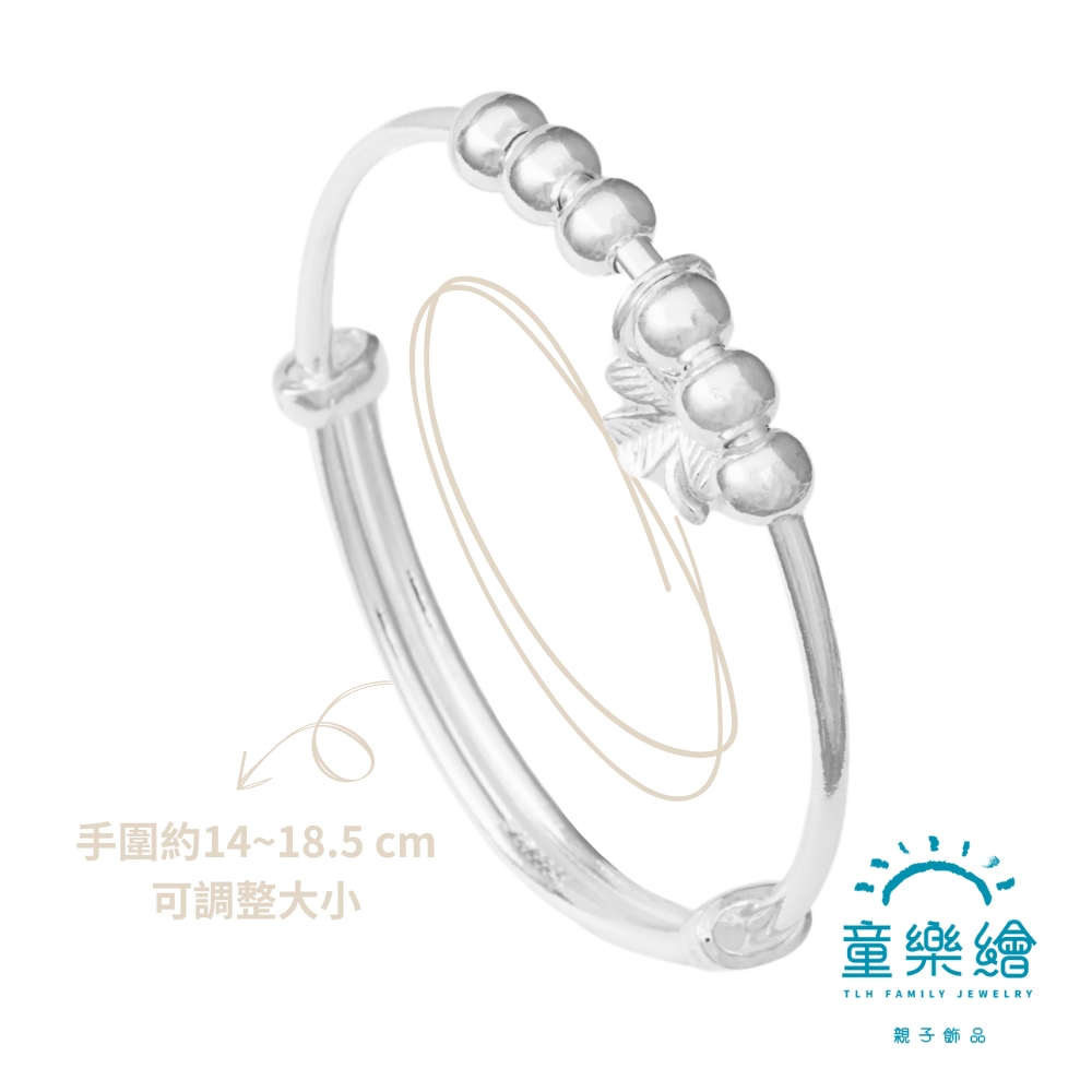 【童樂繪金飾】兒童純銀手鐲手環 一葉致富 (彌月銀飾 滿月禮 寶寶足銀), , large