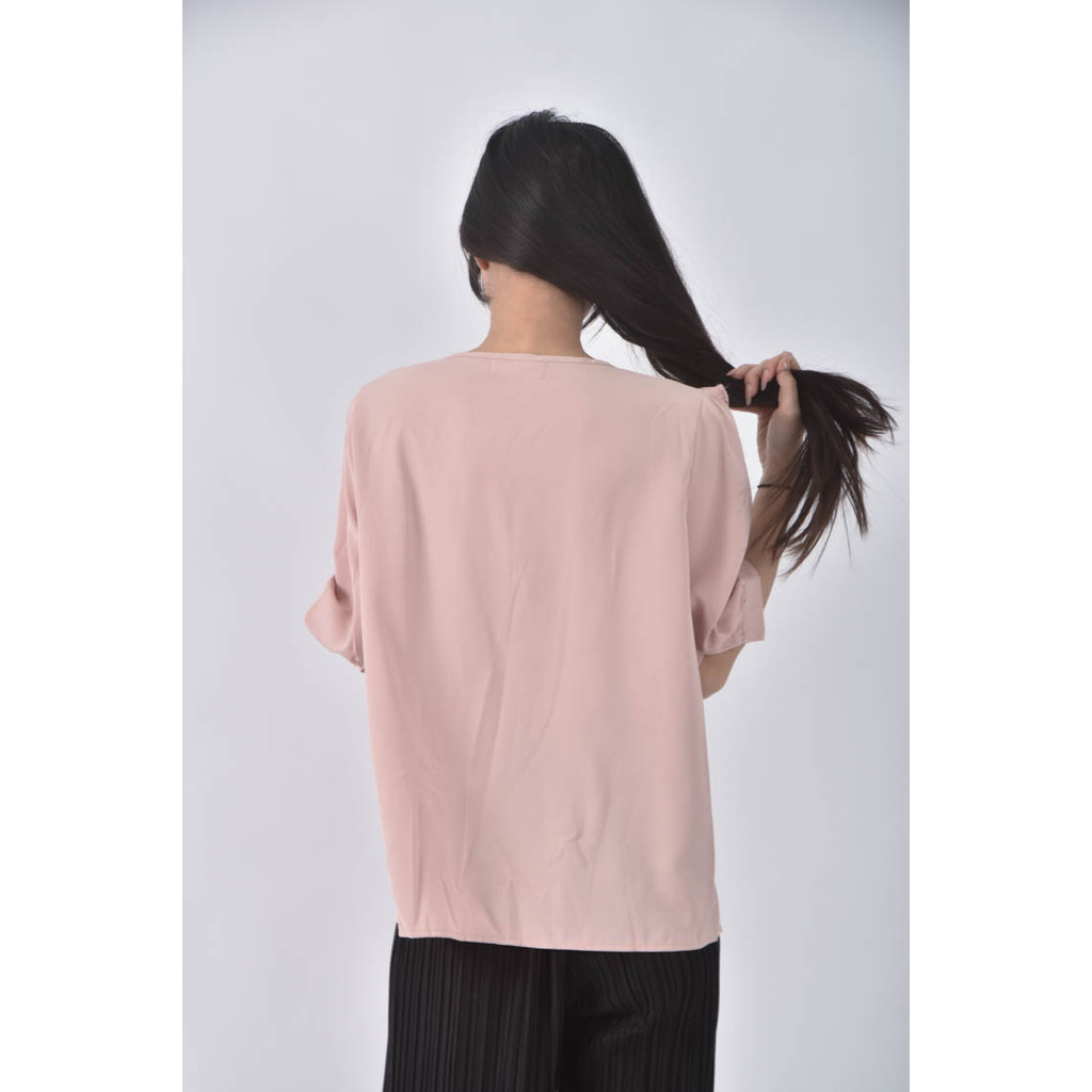 (L) neon韓牌質感棉質花邊粉色長袖上衣二手衣, , large