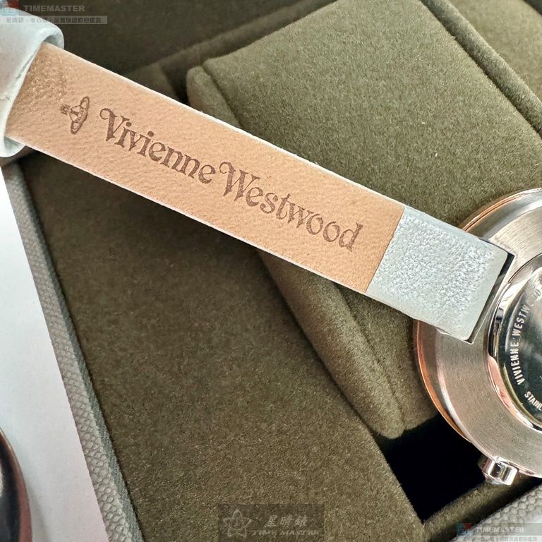 [星晴錶業]Vivienne Westwood手錶,32mm,VW00010銀白色錶面玫瑰金錶殼淺灰白真皮皮革錶帶款, , large