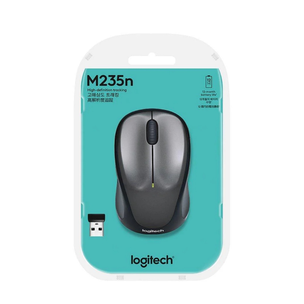 【 Logitech 羅技 】M235n 銀黑色 舒適手感 無線 滑鼠, , large