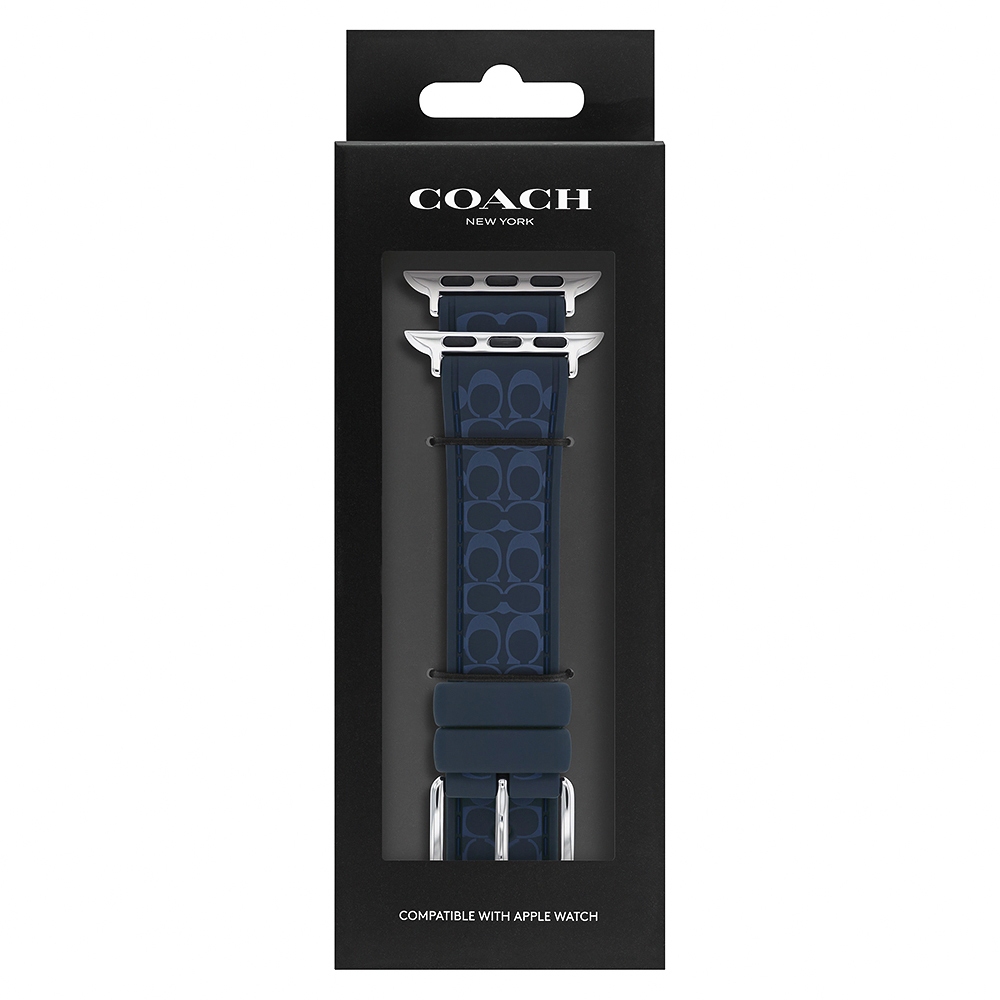 COACH Apple Watch 錶帶 38/40/41mm 適用 矽膠錶帶- 深藍色(不含手錶), , large