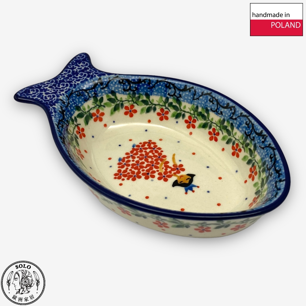 【SOLO Vintage】CA Polish Pottery 16cm Fish Bowl Sauce Plate Jewelry Plate Chopstick Rack Red Princess Series, , large
