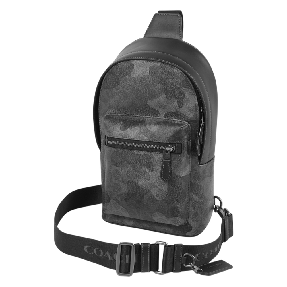 COACH West Pack 迷彩塗層拉鍊單肩背包(灰色), , large
