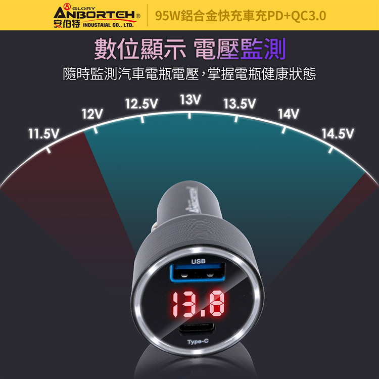 【安伯特】酷電大師 95W鋁合金快充車充PD+QC3.0 (國家認證 一年保固) R3D197, , large