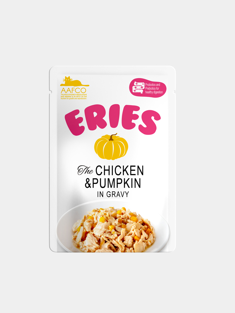 【拉拉寵物小舖】Eries 伊瑞思 貓主食餐包 雞肉佐南瓜80g 法麗 好肚肚益生元系列, , large