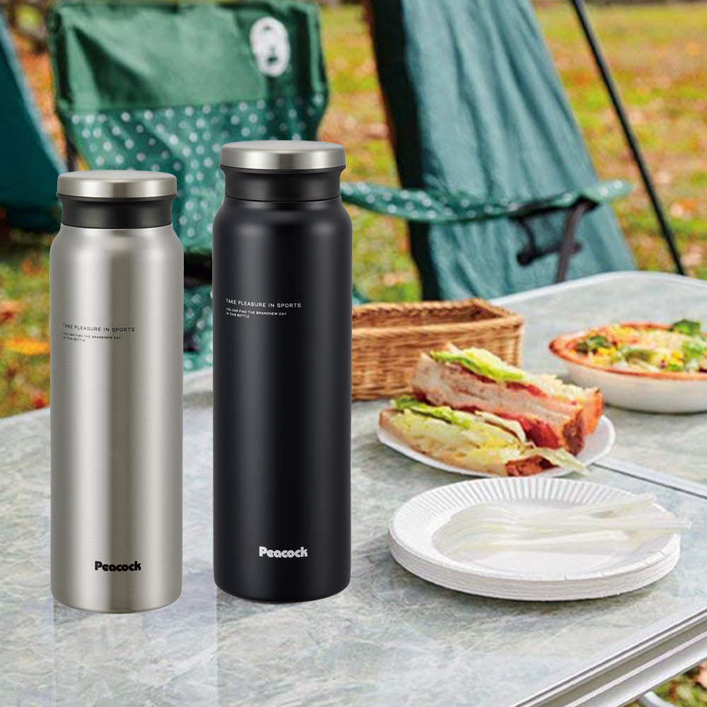 【日本孔雀Peacock】商務休閒不鏽鋼保冷保溫杯800ML(防燙杯口設計)-原鋼色, 原鋼色, large