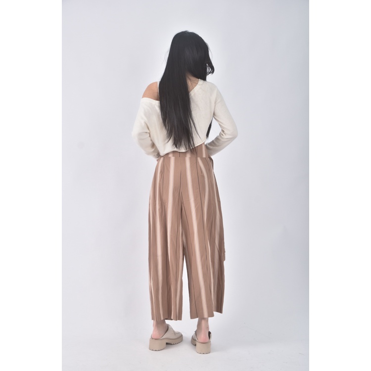 (L) sandro freeone高腰質感條紋棕色長褲二手衣, , large