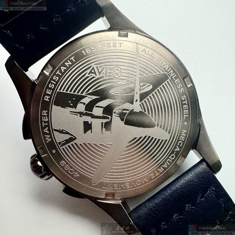 [星晴錶業]新品牌手錶,42mm,AV52668寶藍色錶面黑錶殼深黑色真皮皮革錶帶款, , large