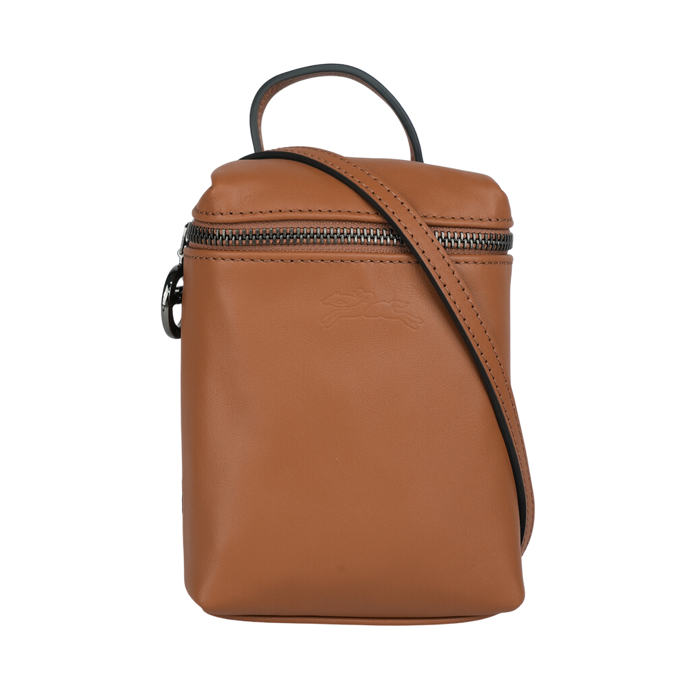 LONGCHAMP Le Pliage Xtra XS 小牛皮拉鍊迷你手提/斜背二用包/白蘭地酒色, , large