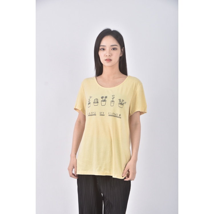 (S) orangebear棉質黃色短袖上衣二手衣