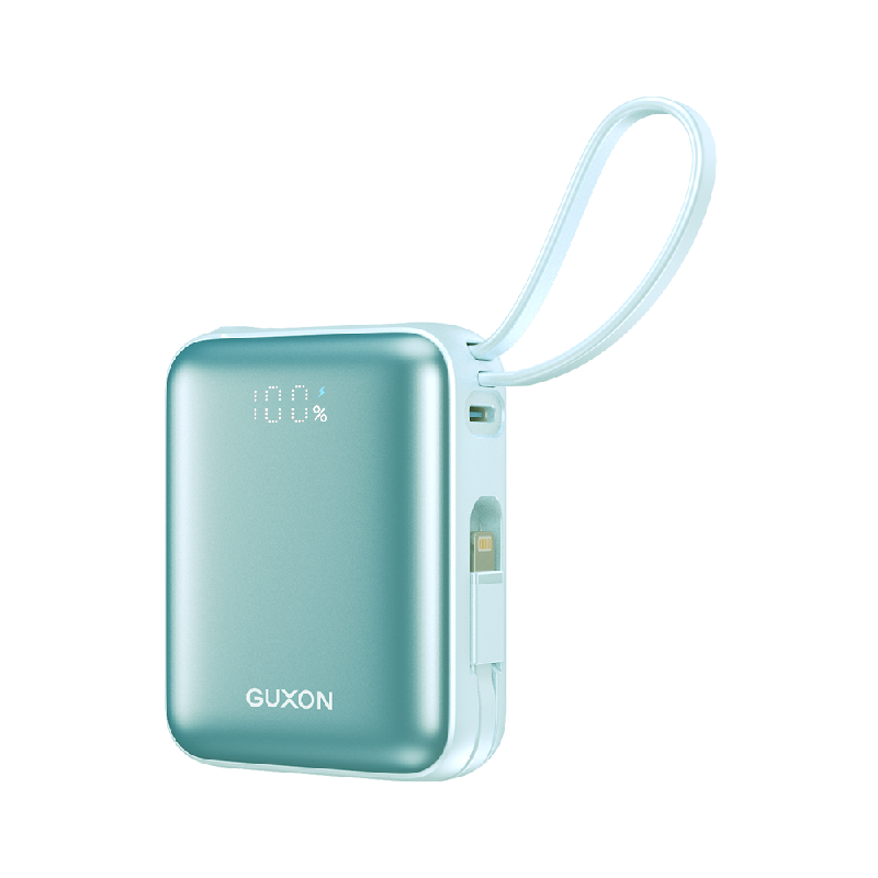 【 GUXON】巧方塊雙線行動電源 10000mAh-琉璃藍, , large